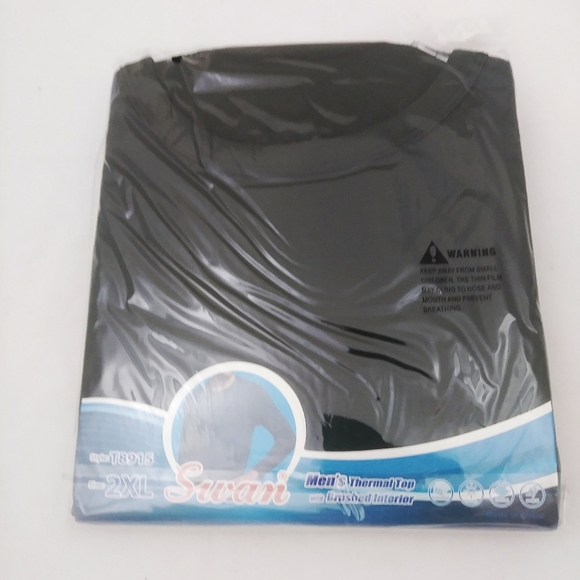 Swan Men's Fleece-Lined Crew Neck LS Thermal Top 3-pack Black 2XL - Picture 3 of 4